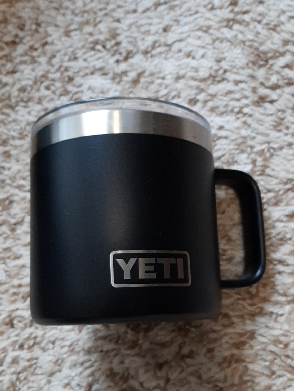 Yeti Black and Silver Insulated Mug with Handle